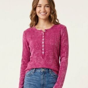 Lord & Taylor Fushia Cozy Oversized Acrylic Sweater Sz Medium